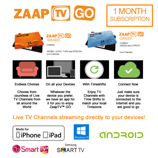 ZAAPTV GO Monthly Subscriptions