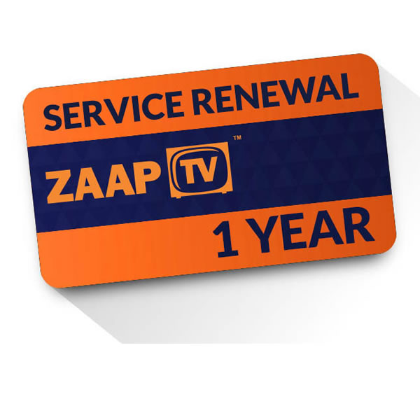 ZAAPTV 1 Year Renewal Card