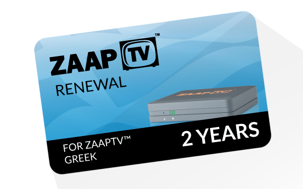 ZAAPTV GREEK 2 Year Renewal Card / PIN