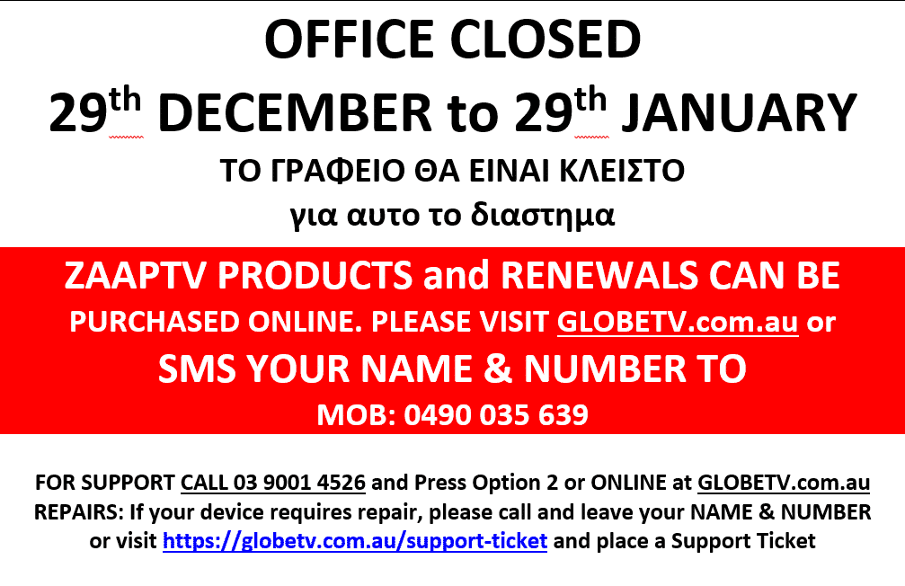 GlobeTV - Christmas and Holiday Office Hours